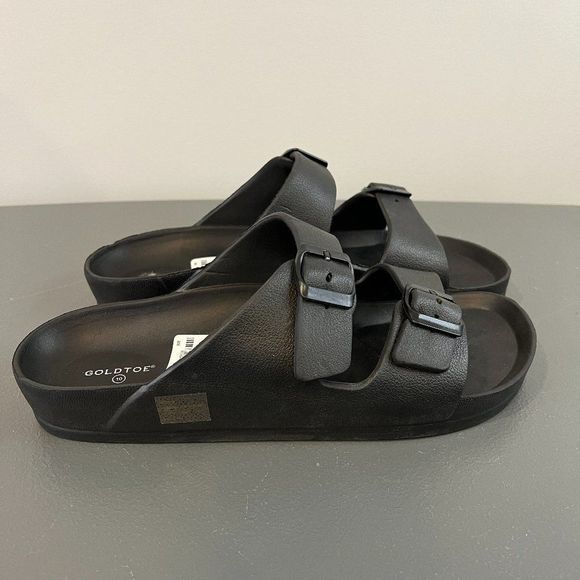 NWOT GOLD TOE Black Foam Sandals (10) - Picture 2 of 6